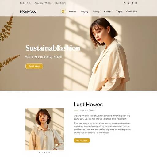 Website-ontwerp voor een duurzame modeboetiek: Natuurlijke kleuren, organische vormen en een focus op ecologische materialen.
